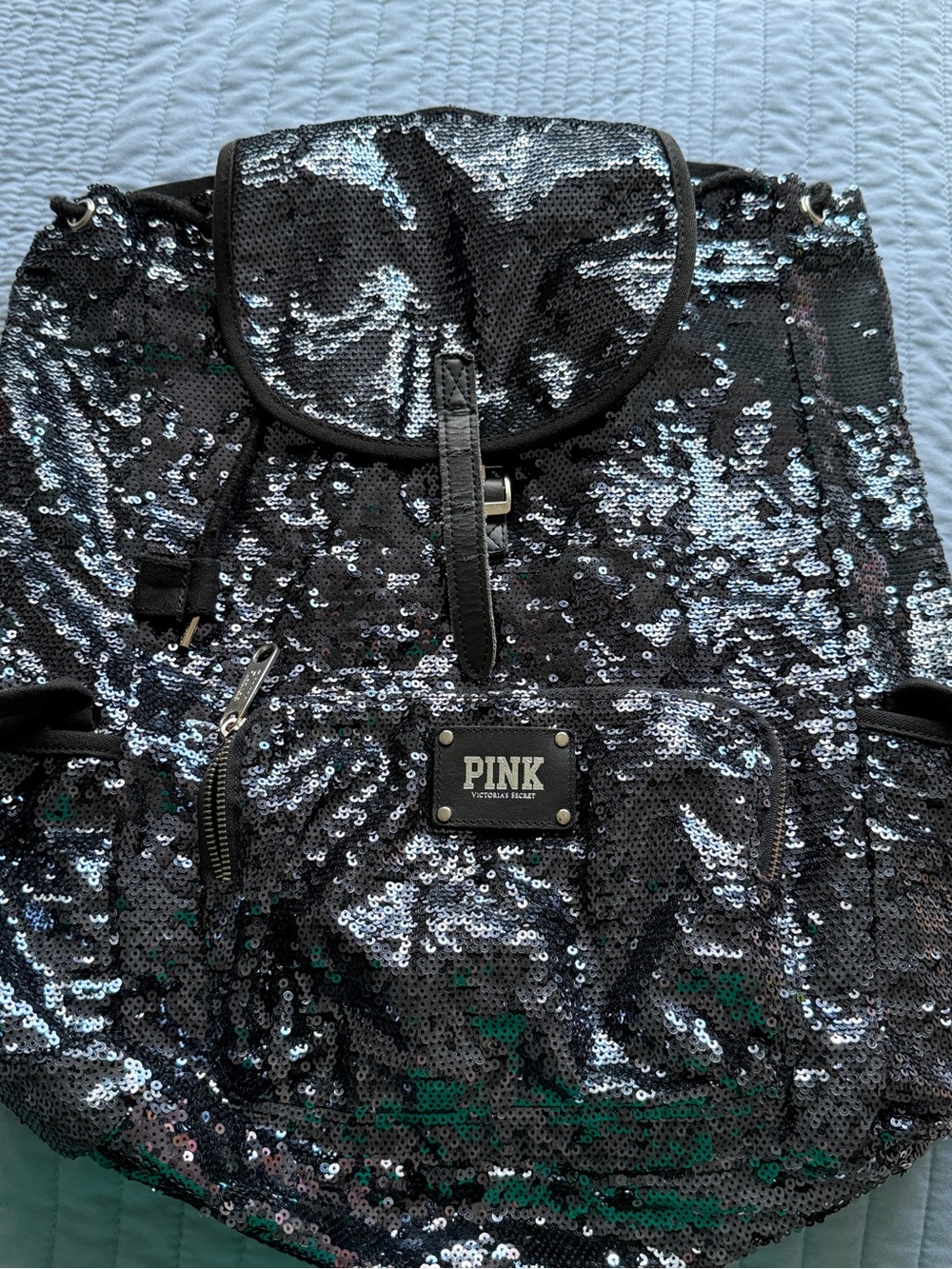 Victoria's Secret PINK Black Sequin Backpack - Picture 1 of 9
